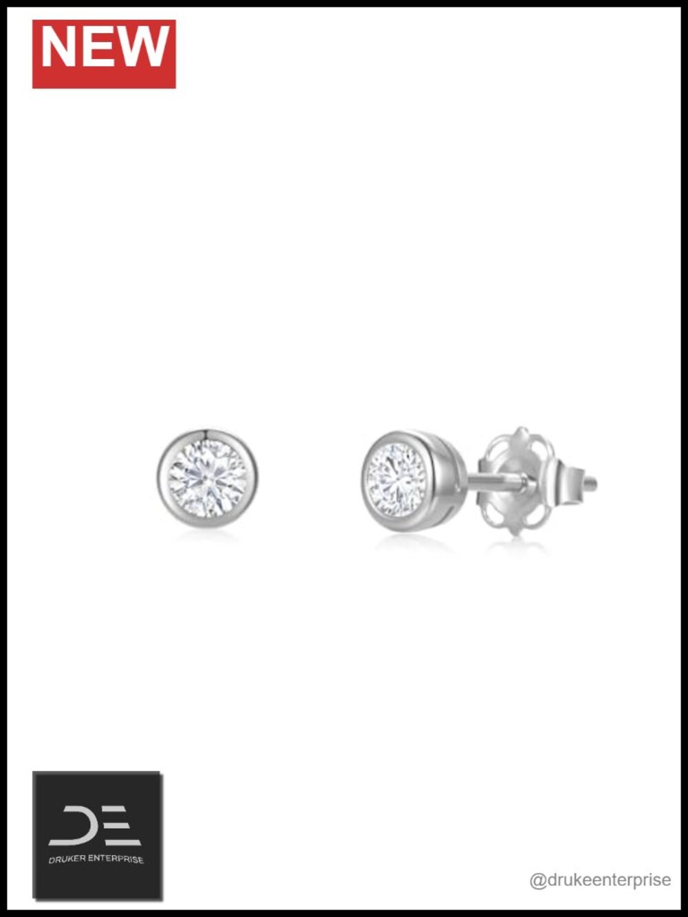 Lab Grown Diamond Stud Earrings 14K Gold 0.25 Carat Bezel Set